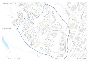 Mahdollinen häiriöalue on merkitty karttakuvaan sinisellä viivalla.